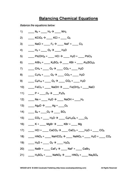 The numbers of atoms. . Chemquest 37 balancing equations